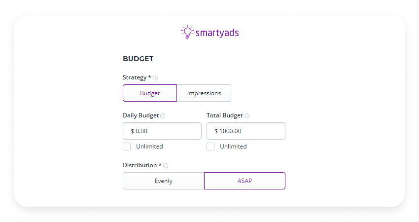 budget setting smartyads dsp