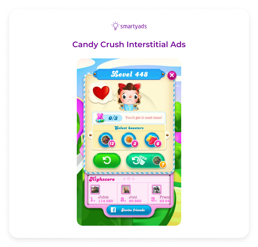 candy crush interstitial ads