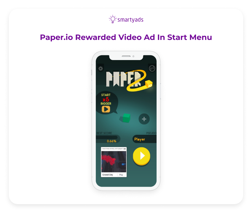 paper.io rewarded video ad